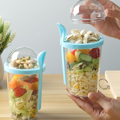 With spoon lid yogurt pots - with,