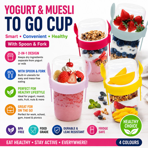 Yogurt pot with spoon - pot, fork