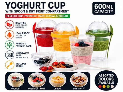 Yoghurt pot with - to, spoon