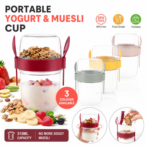 Yoghurt pot with spoon - pot, to