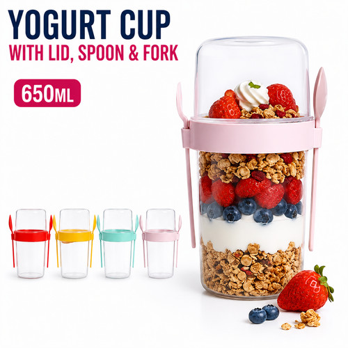 650ml yogurt cup with spoon - cup,