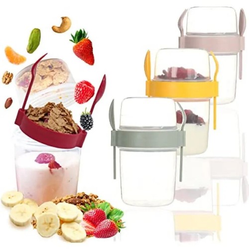 Yoghurt cup with spoon - yoghurt,