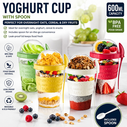 Yoghurt cup with spoon dry - cup,