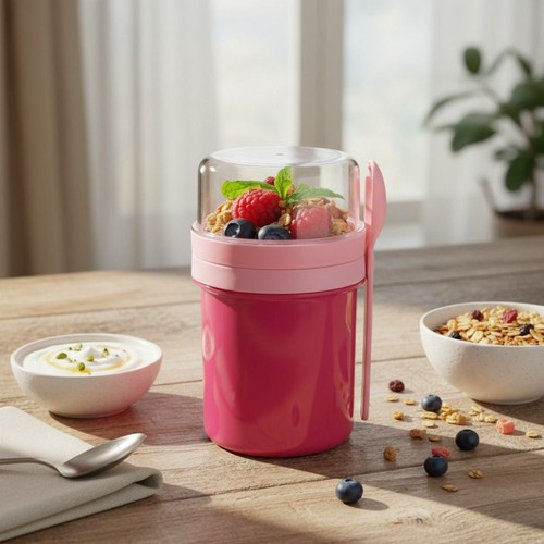 Yoghurt cup with - yoghurt, cereal