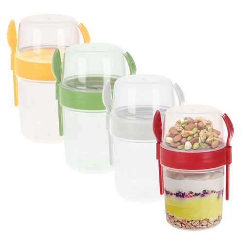 Yoghurt cup with spoon fork - spoon,