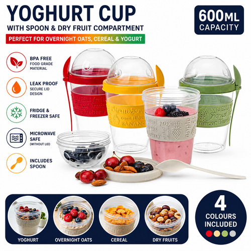 600ml yoghurt pot - yoghurt, spoon