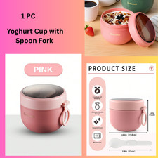 Yoghurt Cup with Spoon Fork