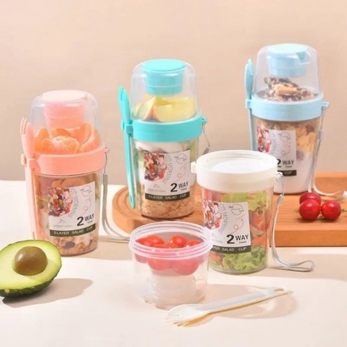 Yoghurt cup with spoon - cup, fork